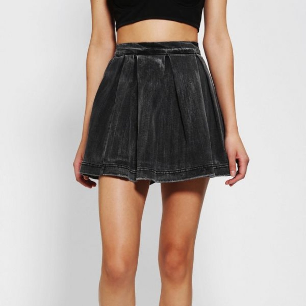 Kill City Gray Denim Rocker Mini Skirt